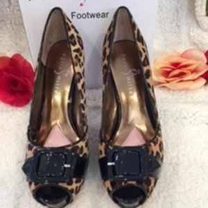 Stylish Animal Print Open Toe Platform Heels 6.5M